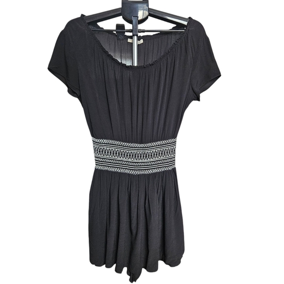 Maje Black Emboidered Smocked-waist Romper Size M - Picture 1 of 9